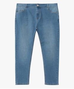 Pantacourt en jean femme grande taille en denim stretch